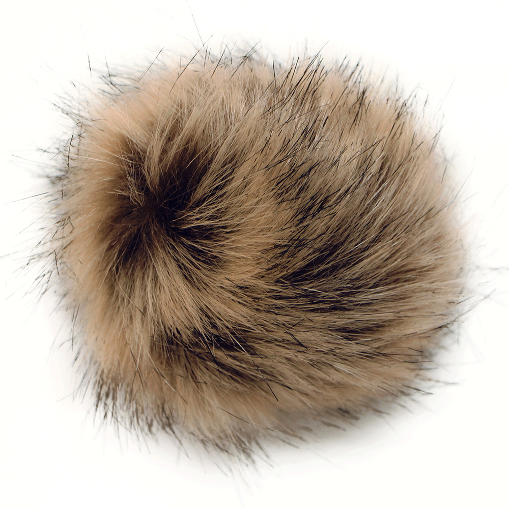 Unique Brown with Black Tips Faux Fur Pom Pom  100% Acrylic #2037006